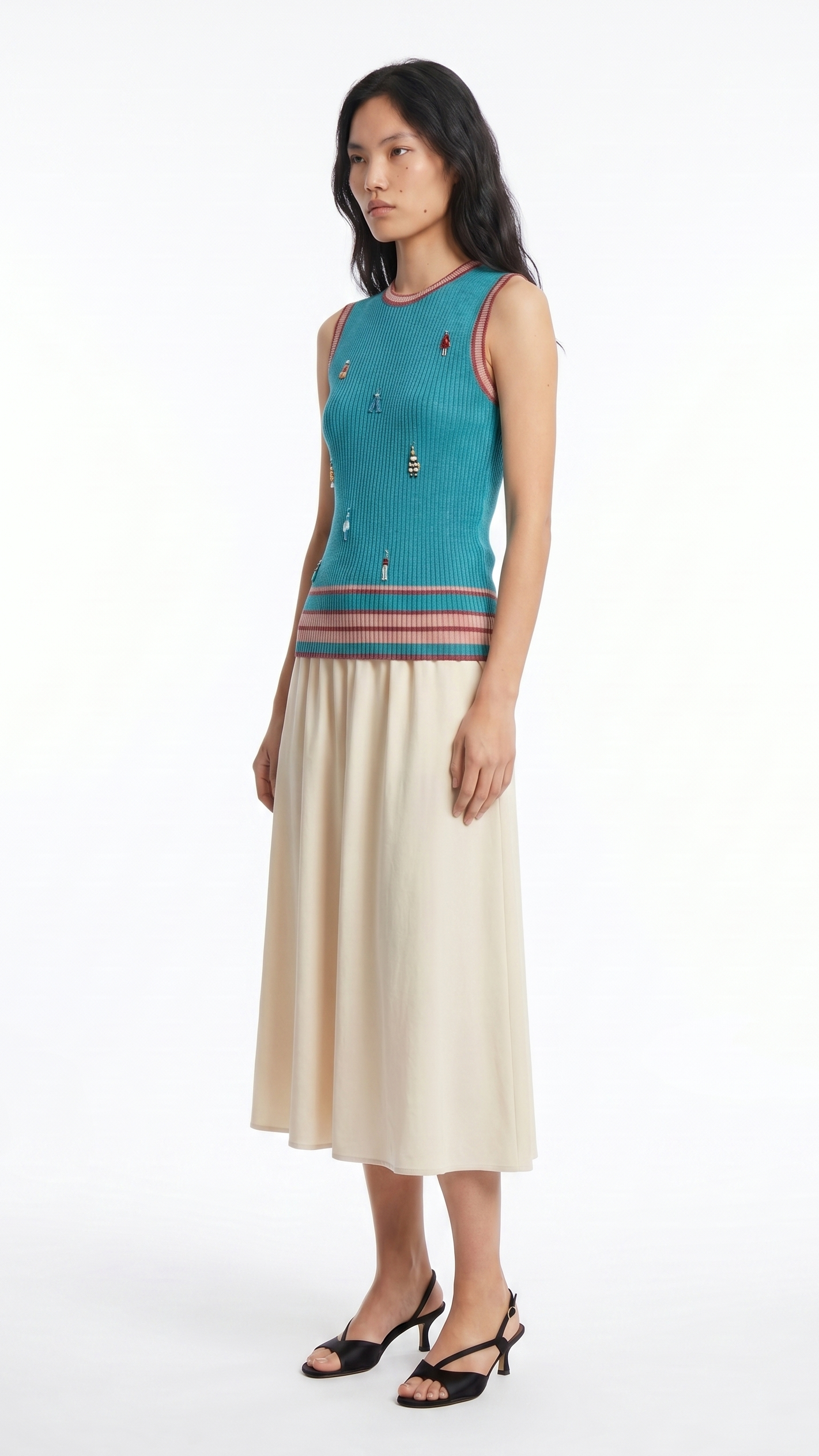Fluid Antidote Ribbed Top _ Refined Shine Viscose with Hanging Beads
