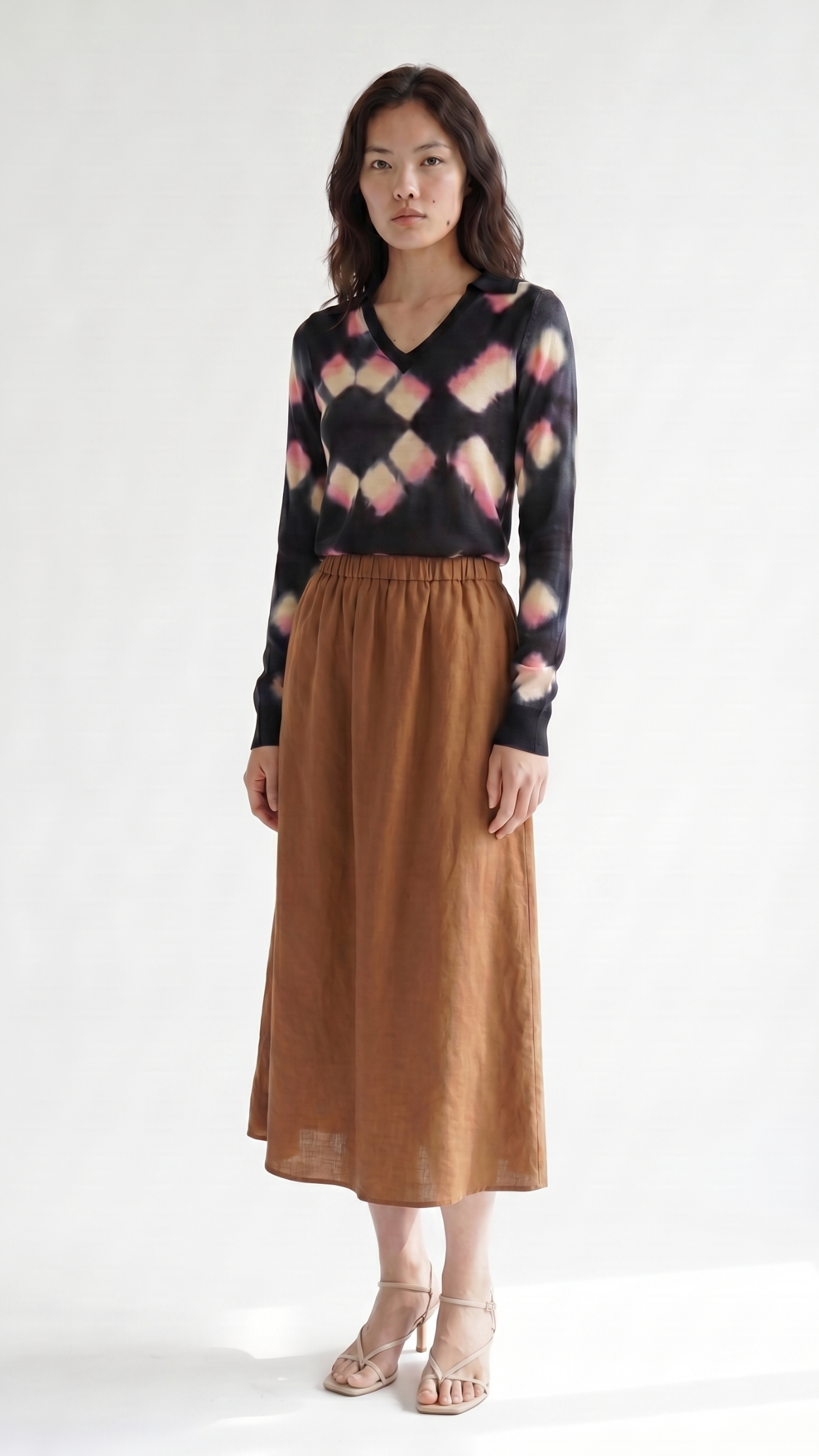 Prismatic Dose Polo Sweater _ Artisanal Shibori Dyed