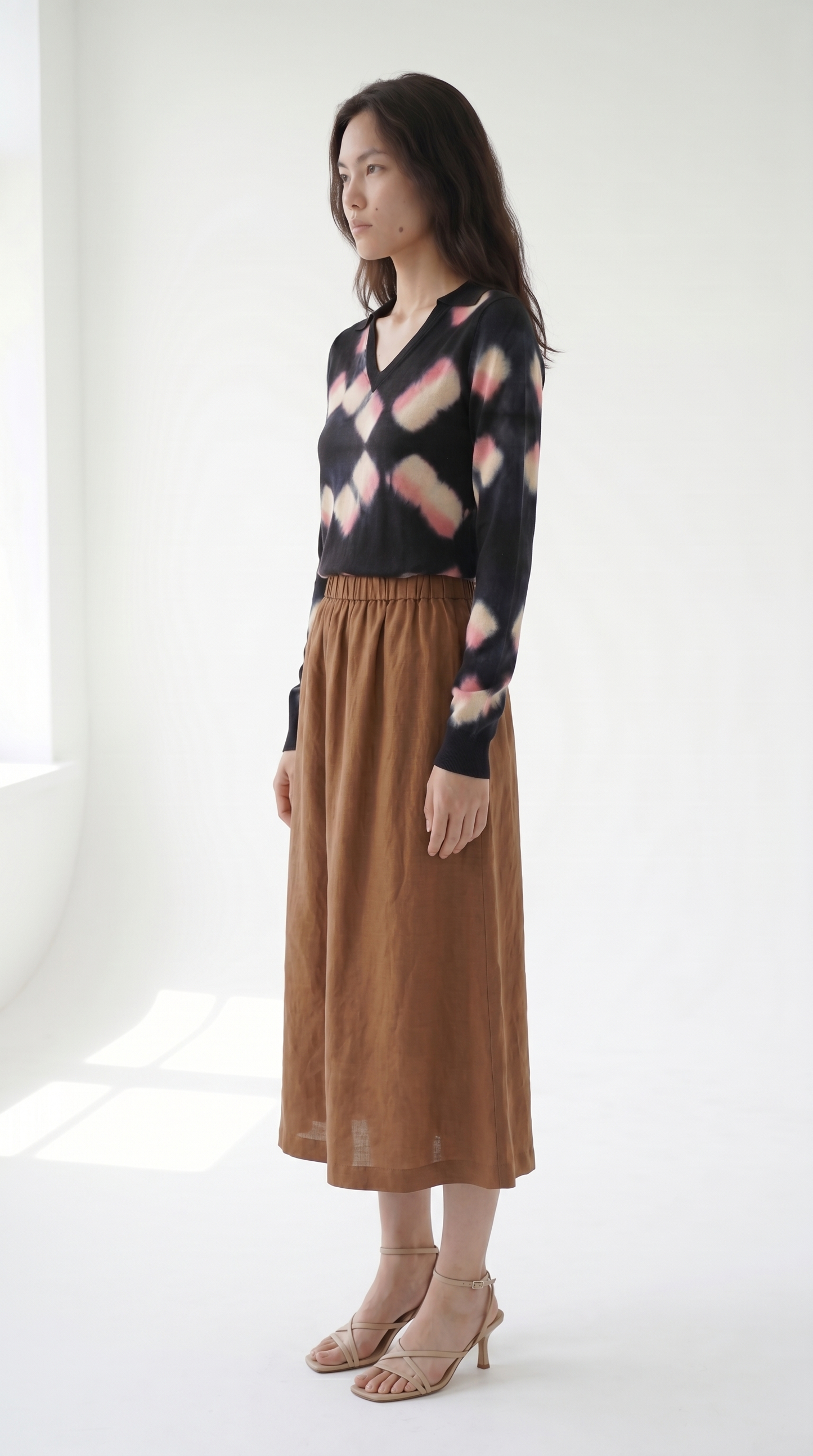 Prismatic Dose Polo Sweater _ Artisanal Shibori Dyed