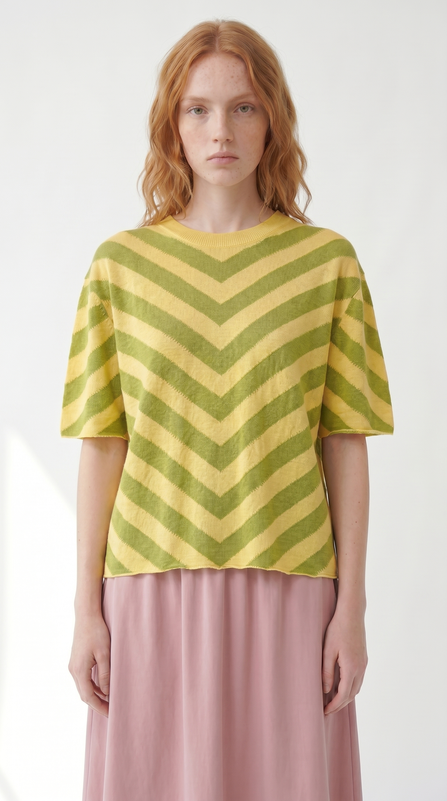 Woven Remedy Short Sleeve Sweater _ Silk & Cashmere Intarsia Knit