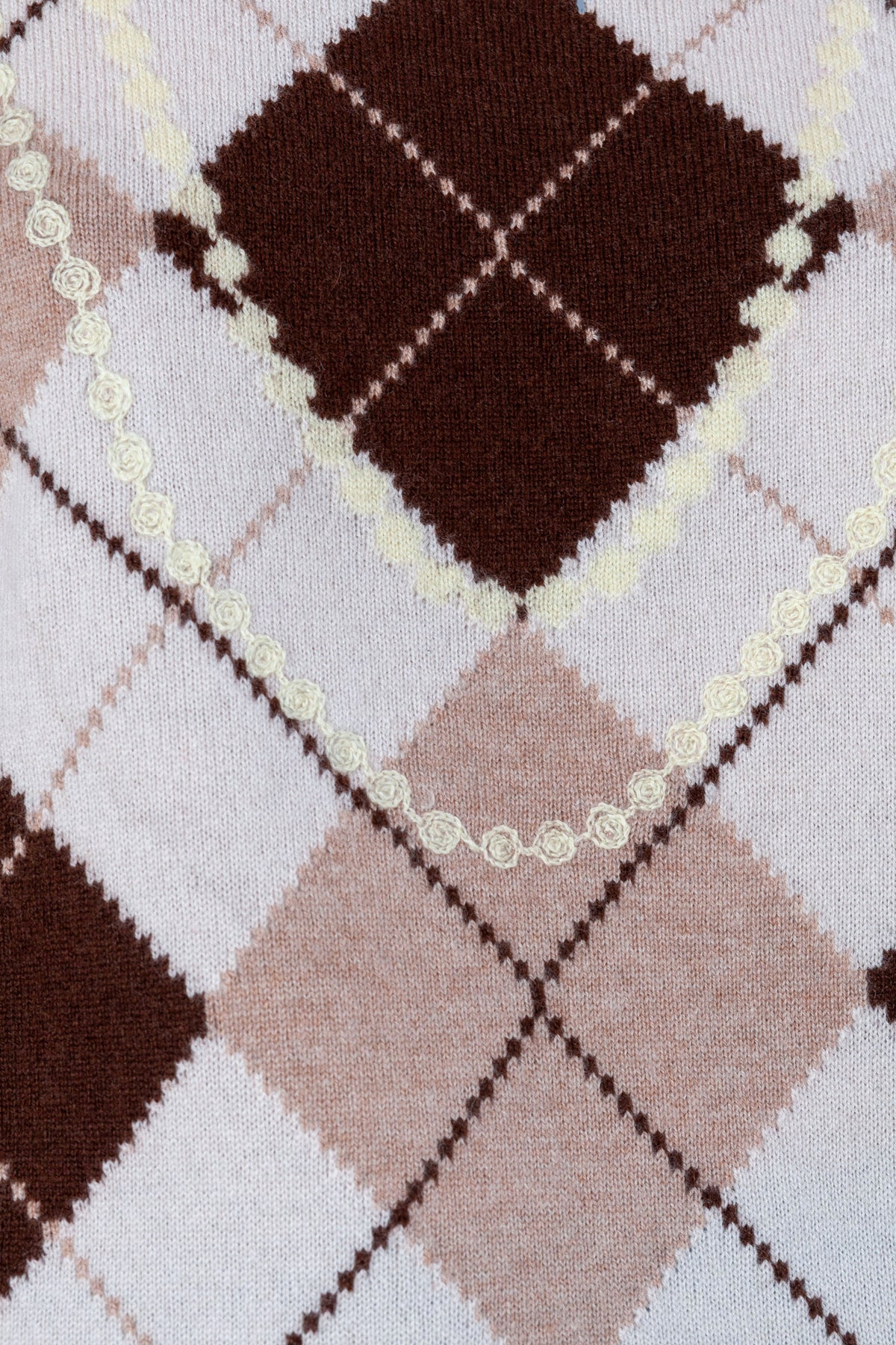 Pearl Necklace Argyle Crew · Sand, detail 2 view