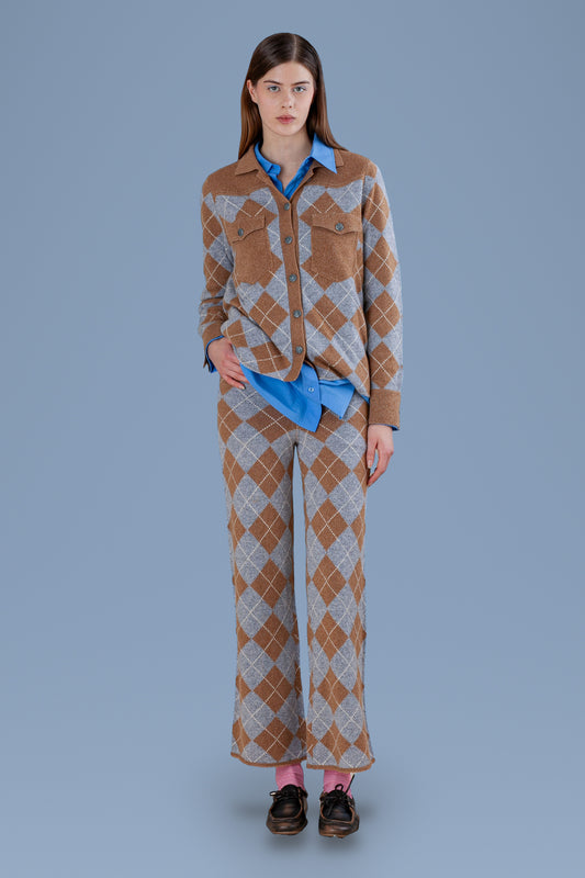 Argyle Cashmere Shirt · Cuoio, front view