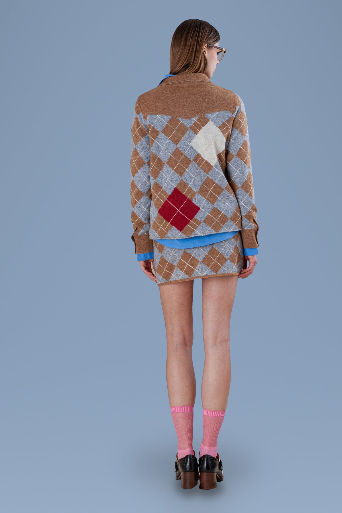 Argyle Cashmere Shirt · Cuoio, back view