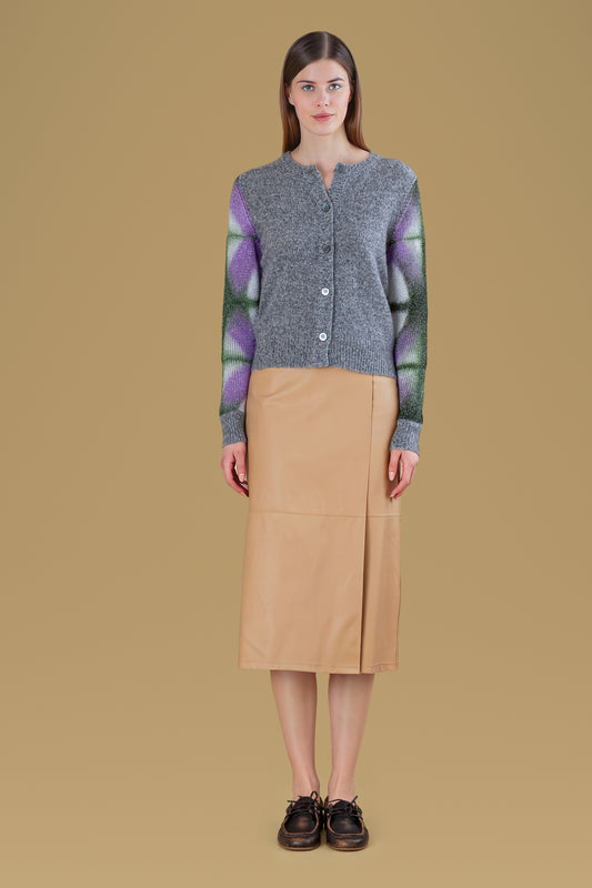 Lurex Sleeves Rebecchina Cardigan · Wood · front